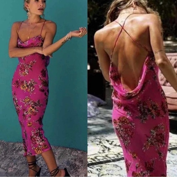 NWT Rat & Boa Kiki Silk Midi Dress Floral Pink Size S - Picture 12 of 12